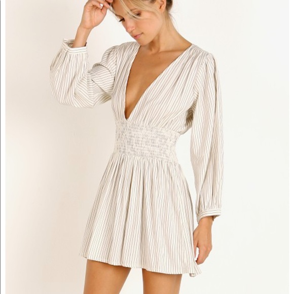 CLEOBELLA Sadie Striped Mini Dress in Ivory Medium - Picture 6 of 15